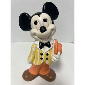 Vintage 1970s Ceramic Mickey Mouse Figurine Rare Colors Painted